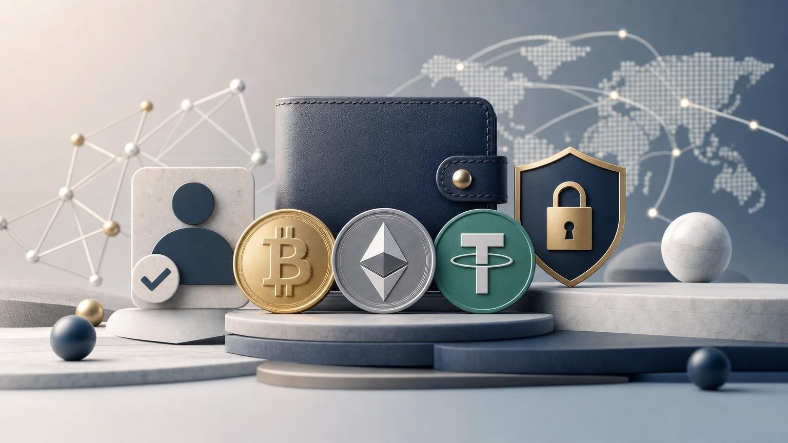 A beginner checks the asset, blockchain network, wallet address, exchange order, and transaction status before sending BTC, ETH, or USDT